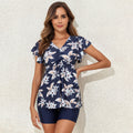 Damen Badeshirt mit Rüschen und integrierten Shorts R&B