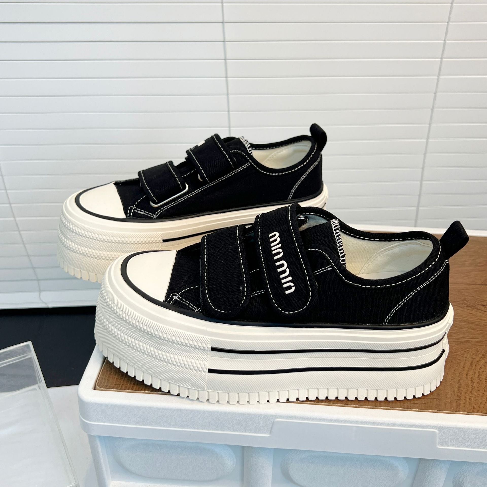 Damen Chunky Sneakers mit Klettverschluss und modischer Plateausohle R&B