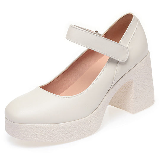 Damen Plateau-Mary Jane Pumps mit verstellbarem Riemen und komfortablem Blockabsatz R&B