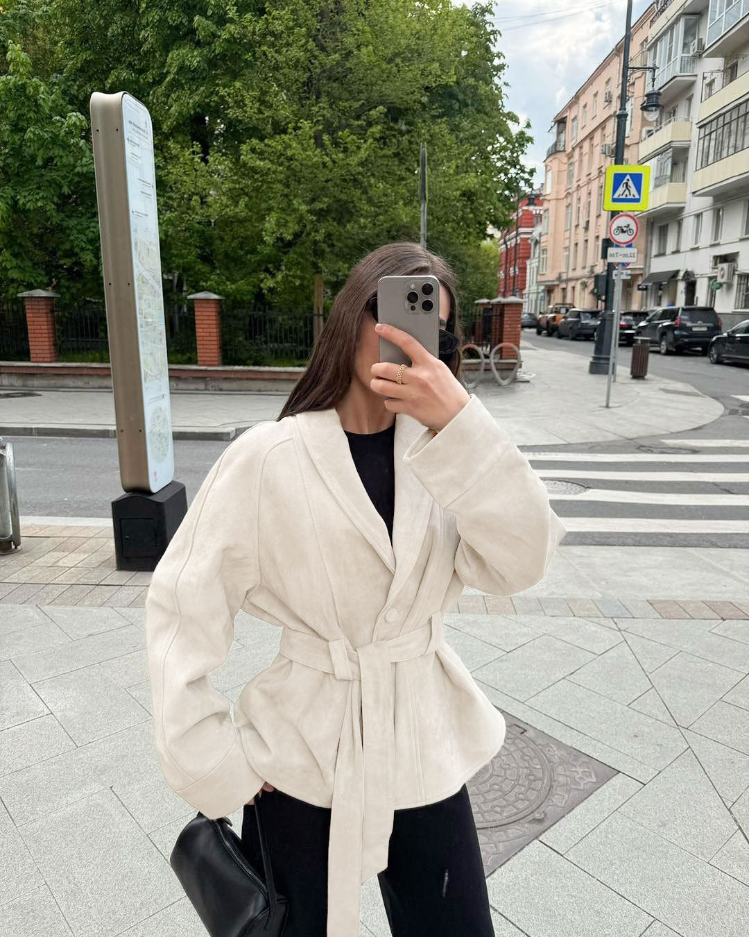 R&B | Wildleder Langärmliger Nubukmanteljacke