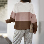 R&B | Zweifarbiger Strickpullover mit Blockmuster Acryl Lässig und Komfortabel