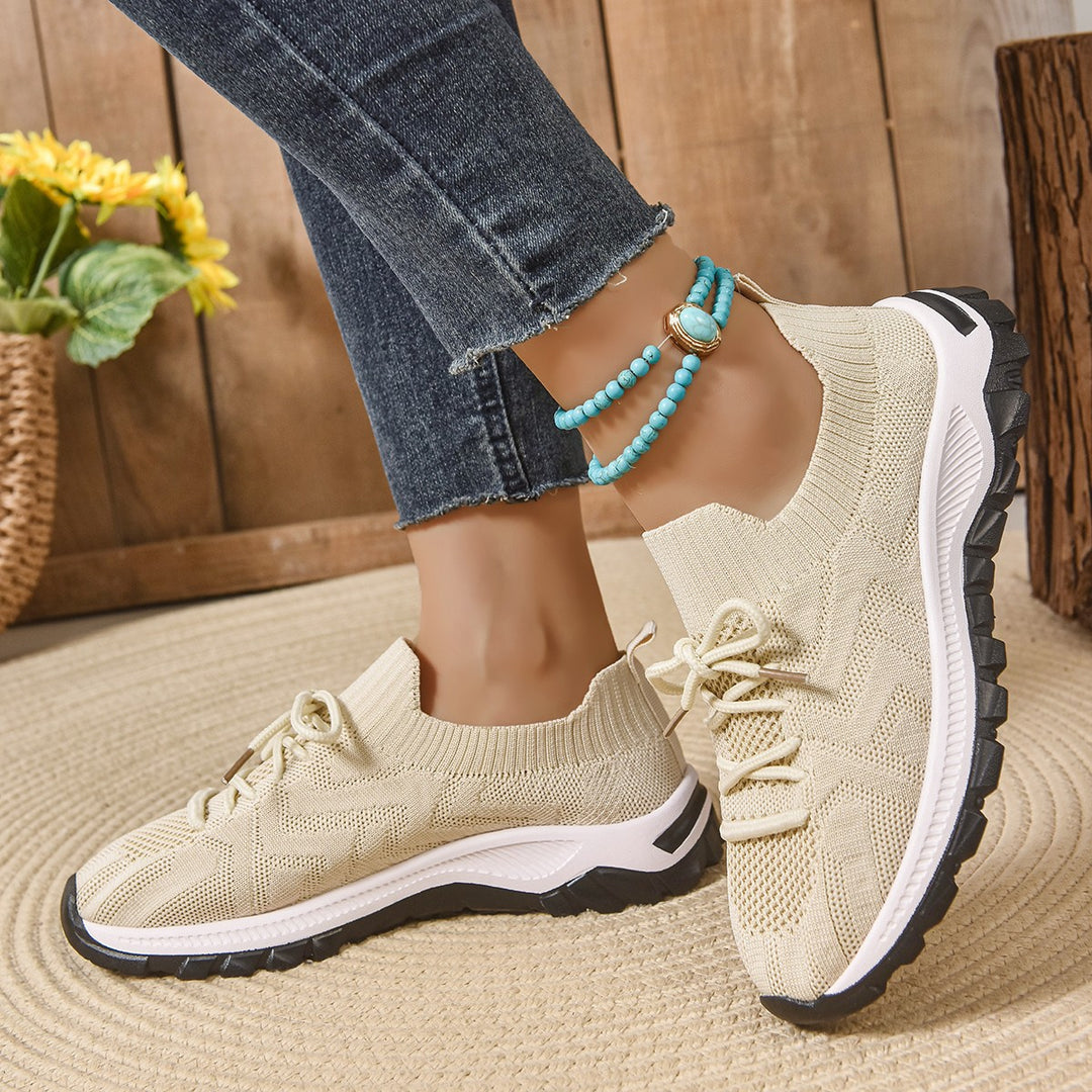Damen Sportliche Freizeit-Sneaker mit atmungsaktiver Strickoberfläche und rutschfester Sohle R&B