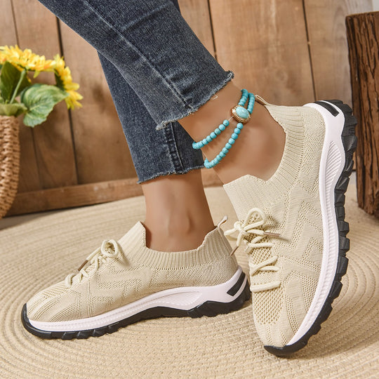 Damen Sportliche Freizeit-Sneaker mit atmungsaktiver Strickoberfläche und rutschfester Sohle R&B