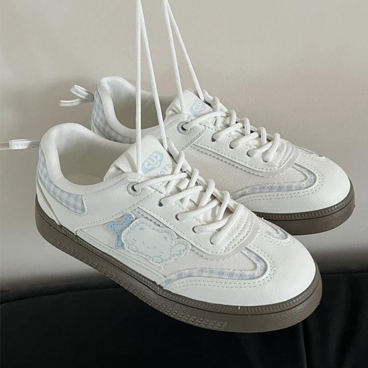 Damen Sneakers mit verspieltem Tiermotiv und karierten Applikationen