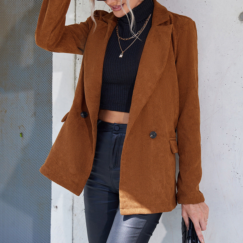 Damen cordjacke mit Doppelkknopfdesign und praktischen Seitentaschen R&B