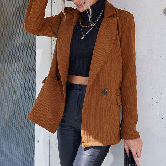 Damen cordjacke mit Doppelkknopfdesign und praktischen Seitentaschen R&B