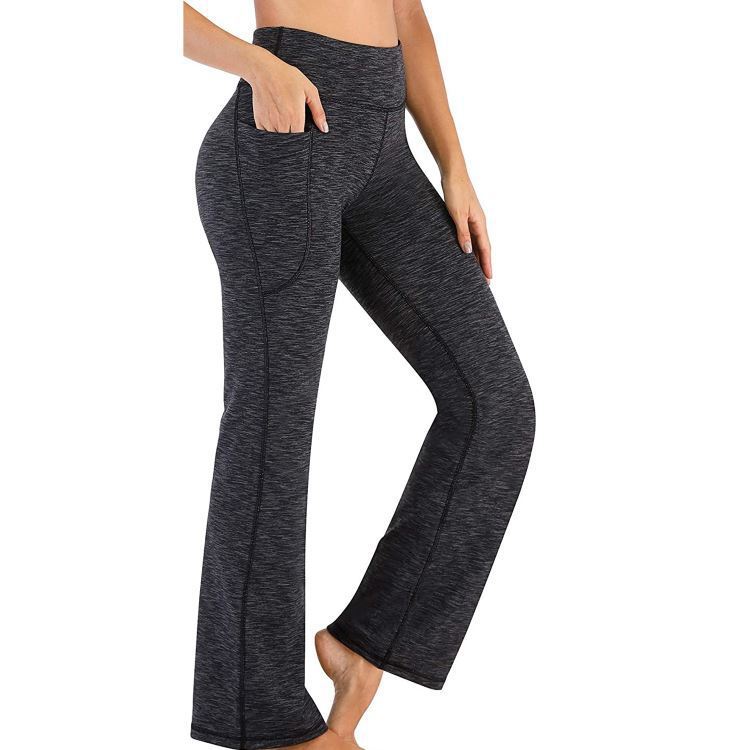 Damen Sportliche Bootcut-Leggings mit hohem Bund und Seitentaschen R&B