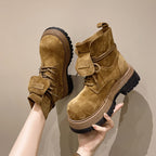 Damen robuste Winterboots mit authentischem Wildleder und stabiler Gummisohle R&B