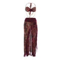 Damen elegantes Wickel-Badeanzug-Set mit floralem Design und Rüschen R&B