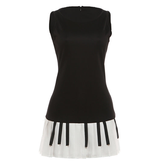 Damen spielerisches Rock-Outfit mit Klaviertasten-Design R&B