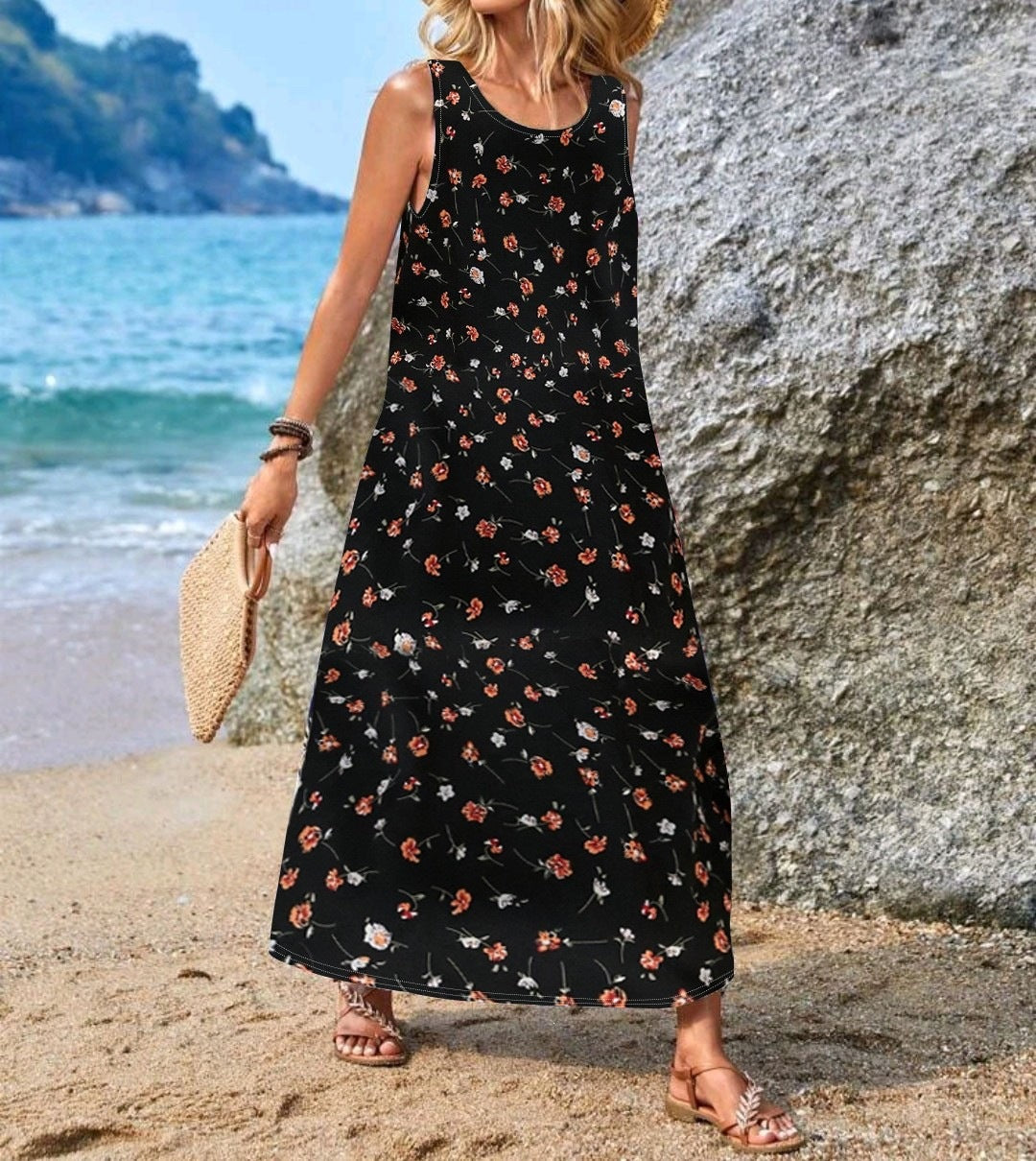 Damen Maxikleid mit einzigartigen Schmetterlingsdruck R&B