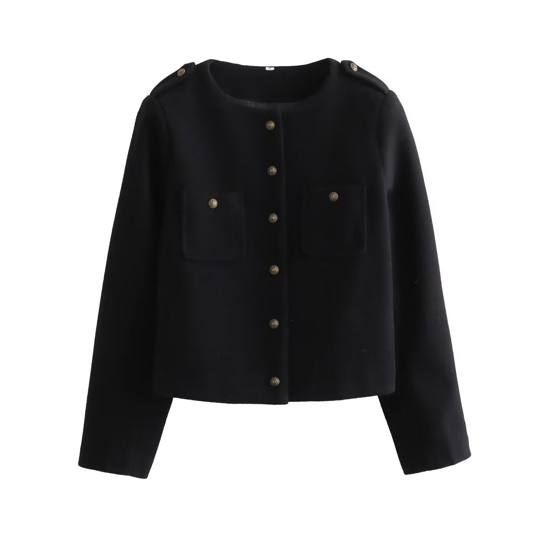 Damen elegante Kurzjacke mit dekorativen Knopfdetails R&B