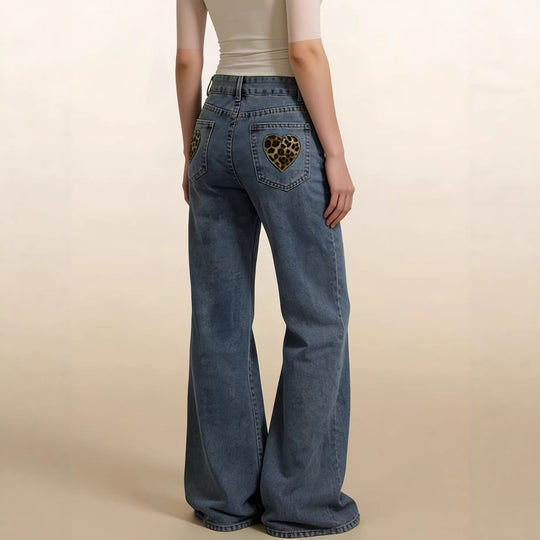 Damen Weite High-Waist Jeans mit besonderen Nahtdetails R&B