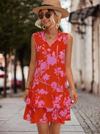 Damen Sommerliches Wassertropfen-Kleid mit fließendem Schnitt und Rüschen R&B