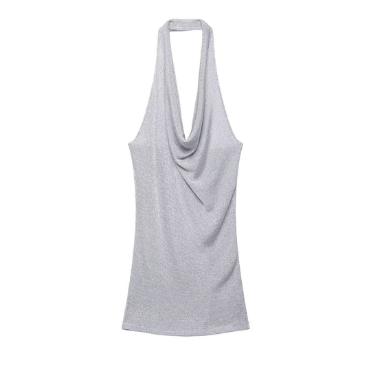 Damen Haltertop mit elegantem Wasserfallausschnitt und figurumspielendem Schnitt R&B