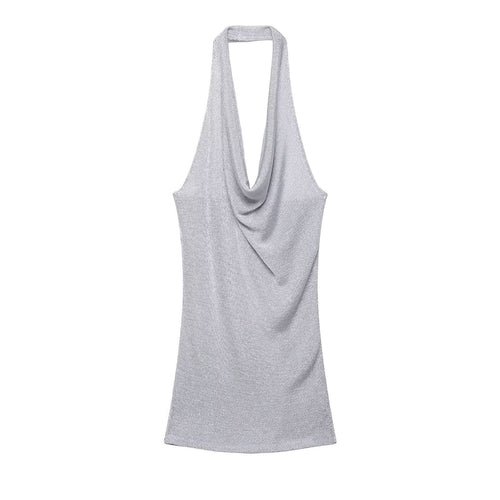 Damen Haltertop mit elegantem Wasserfallausschnitt und figurumspielendem Schnitt R&B