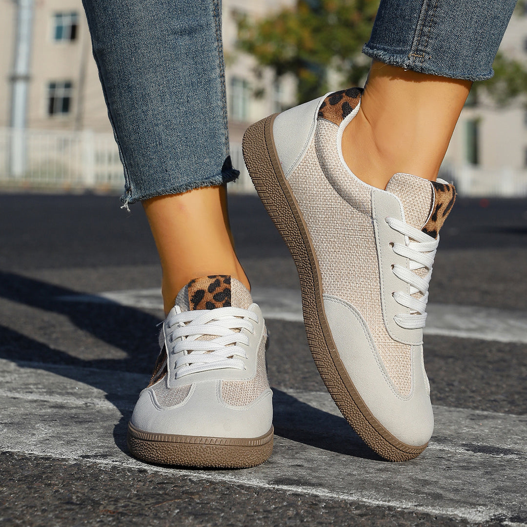 Damen Sportliche Sneakers mit modischen Leopardenakzenten und flexibler Laufsohle R&B