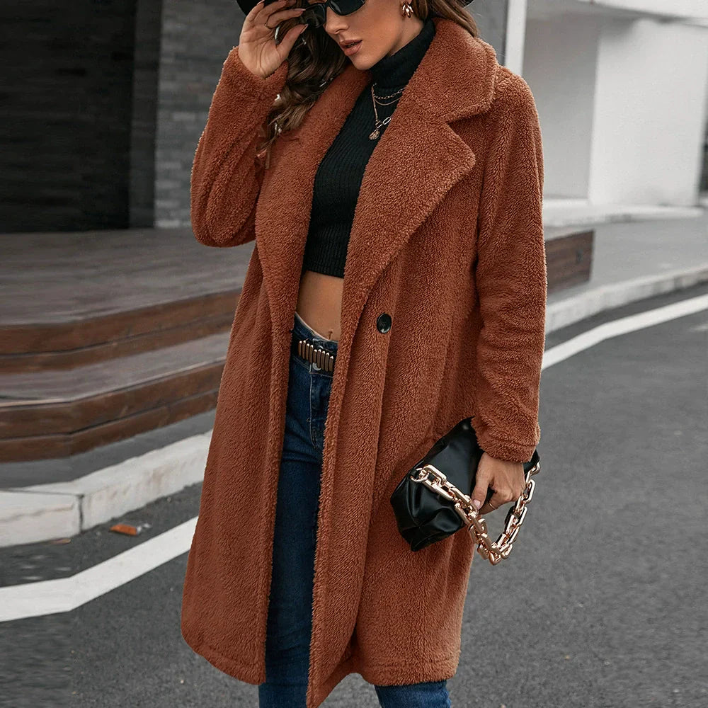 R&B | Windbreaker Jacke Lässige Passform Wolltextur Einreiher mittellang