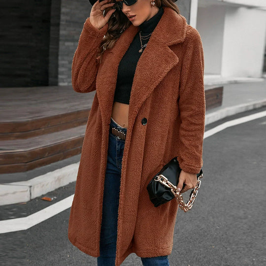 R&B | Windbreaker Jacke Lässige Passform Wolltextur Einreiher mittellang
