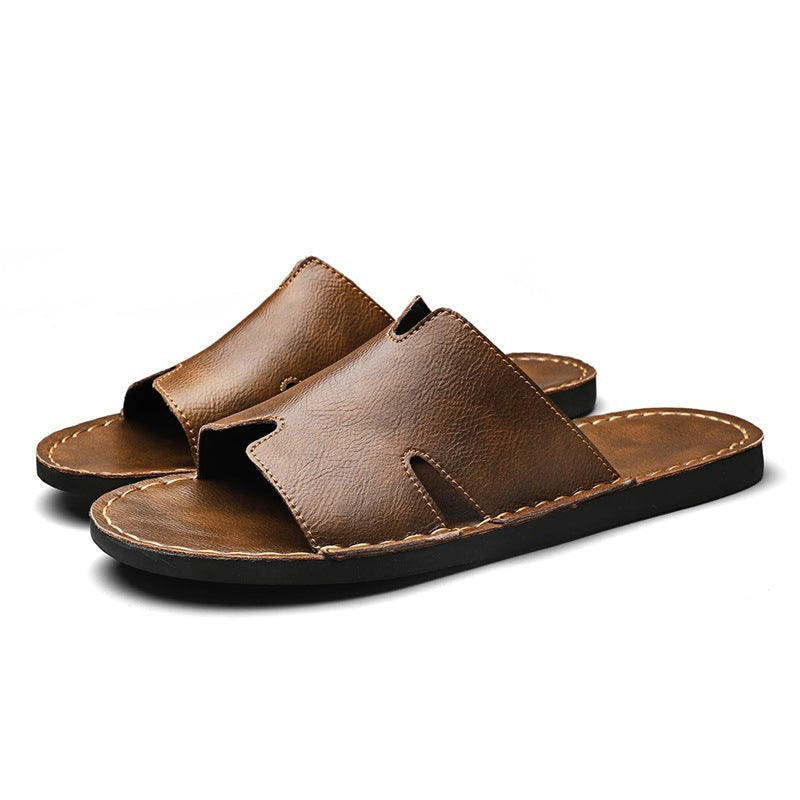 Herren Elegante und bequeme Leder-Sandalen mit verstellbarem Riemensystem R&B