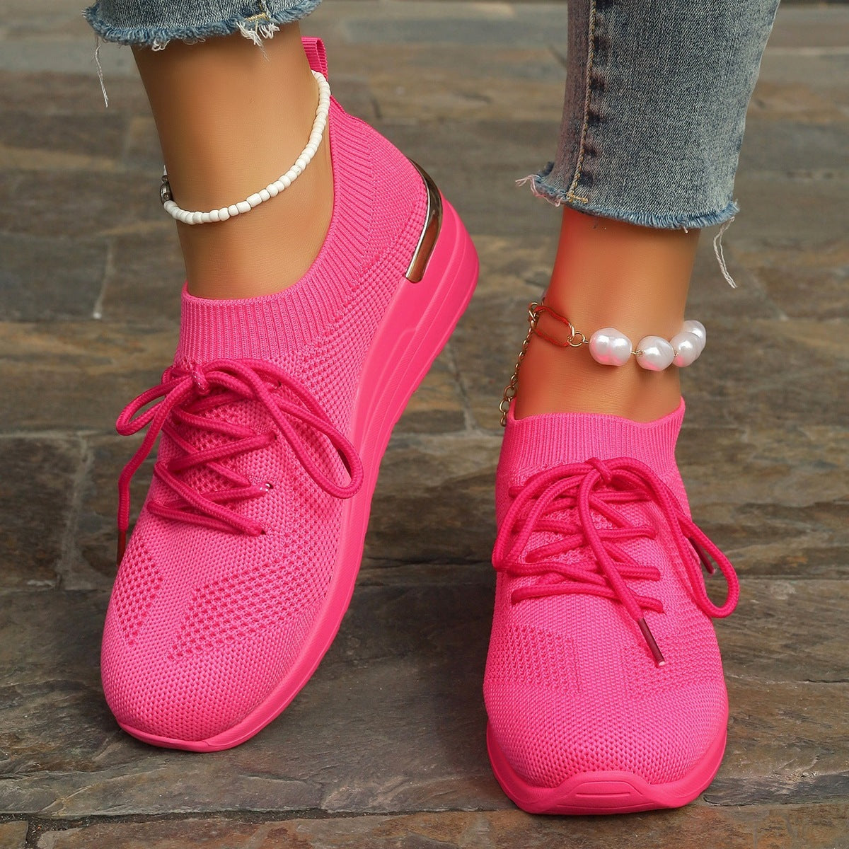 Damen Sportliche Sneaker mit innovativem Strickdesign R&B