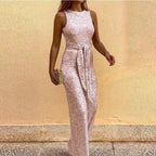 Damen Glitzerndes Maxi-Kleid mit Taillengürtel und elegantem Schnitt