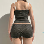Damen Schlafshorts-Set mit Punkten und verstellbaren Spaghetti-Trägern R&B