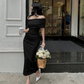 Damen Elegantes Wickelkleid mit Off-Shoulder-Design R&B