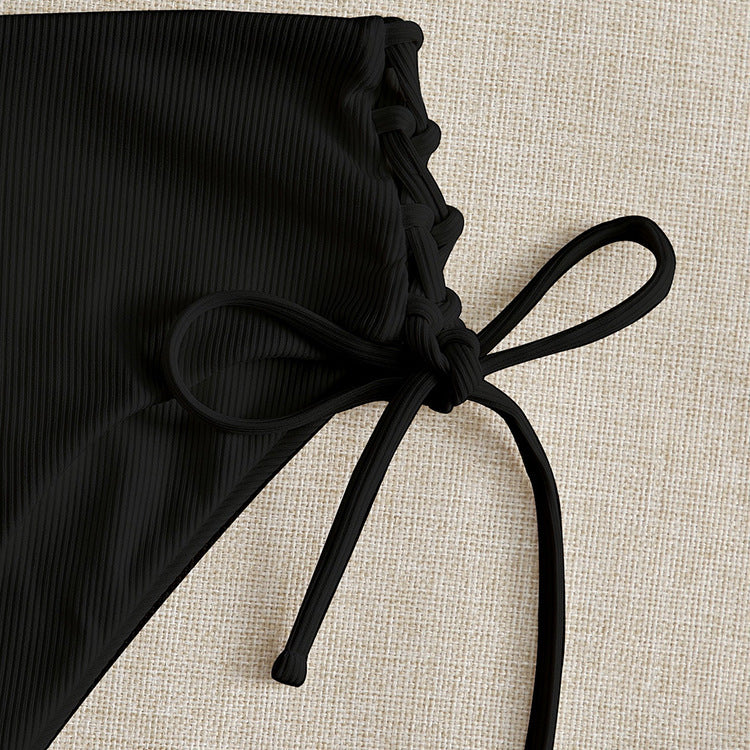 Damen Hochtaillierter Bikini mit verstellbaren Schnürdetails R&B