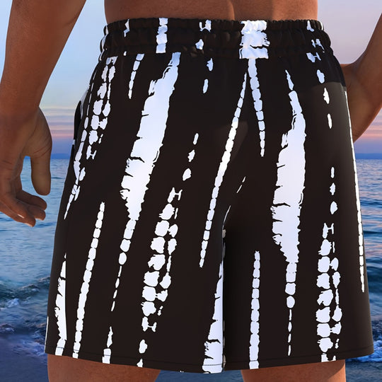 Herren Badeshorts mit modernem Streifen-Design und elastischem Bund R&B