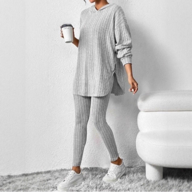 Damen Bequemes Lounge-Set mit Kapuze und schmalen Hosen R&B