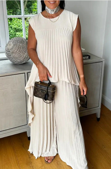 Damen Plissee Maxikleid mit elegantem Schnitt und fließender Silhouette R&B