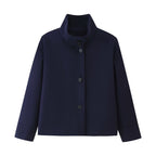 Damen Klassische Kurzjacke mit hohem Kragen und eleganten Knöpfen R&B