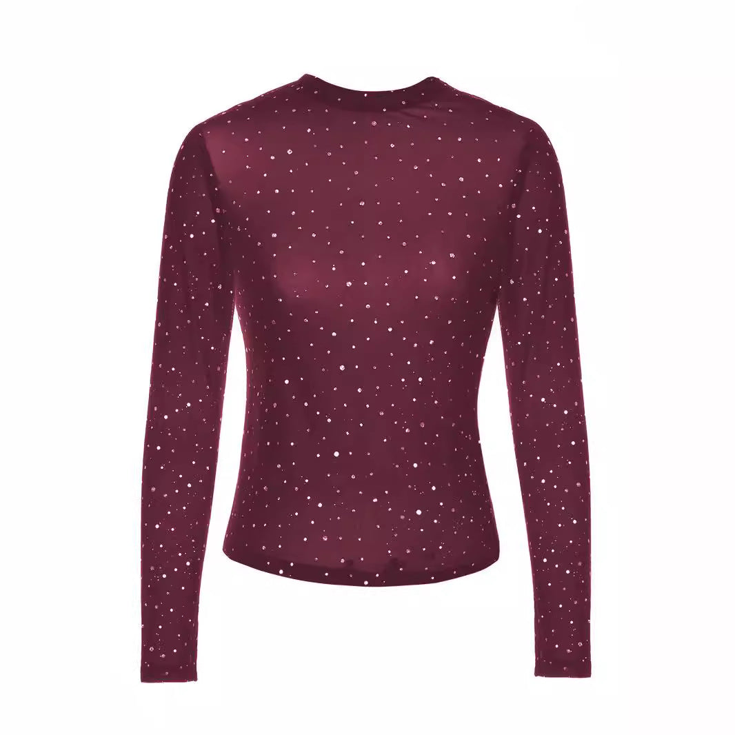 Damen Glitzerndes Langarmshirt mit schimmernden Pailletten R&B