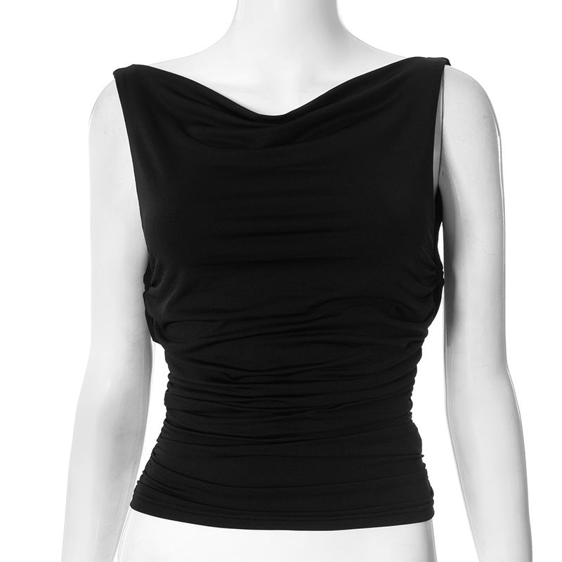 Damen figurbetontes Trägershirt mit elegantem Wickeldesign R&B