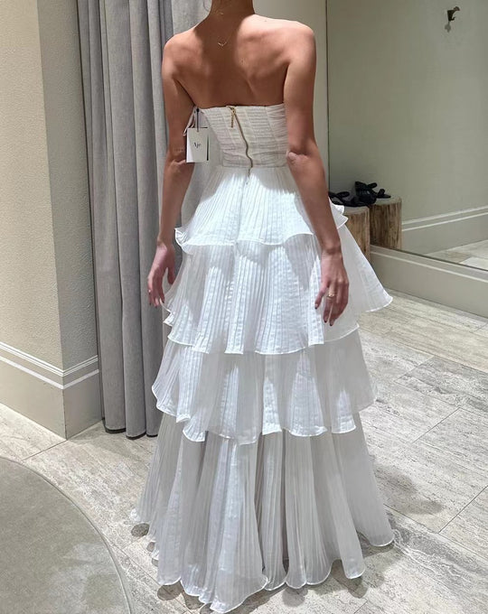 Damen Maxikleid mit voluminösen Rüschendetails und elegantem Rock R&B