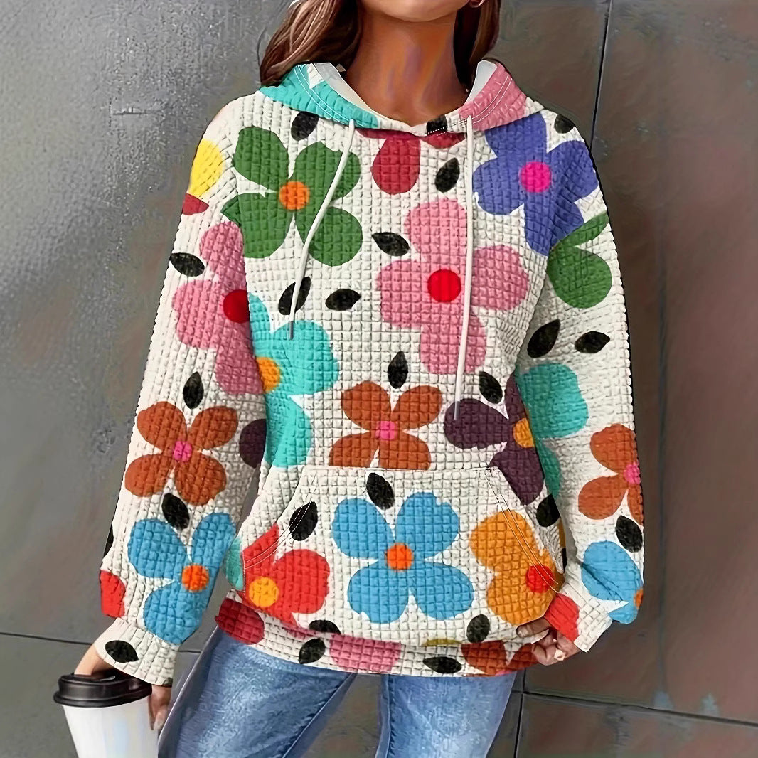 Damen Kapuzenpullover mit floralem Design und strukturiertem Stoff R&B