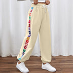 Damen Freizeit-Hose mit buntem Blumenmuster und elastischem Bund R&B