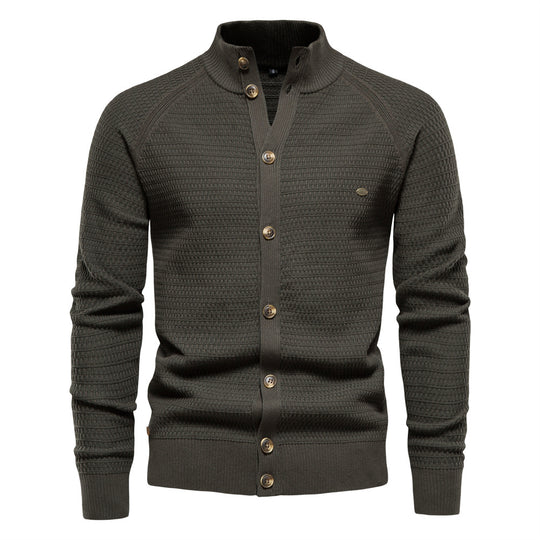 Herren Strickjacke mit modernem Zipper und stilvollen Knopfdetails R&B