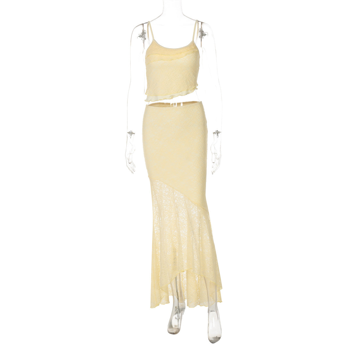 Damen Elegantes Maxikleid mit Längsnaht und Spaghettiträgern R&B