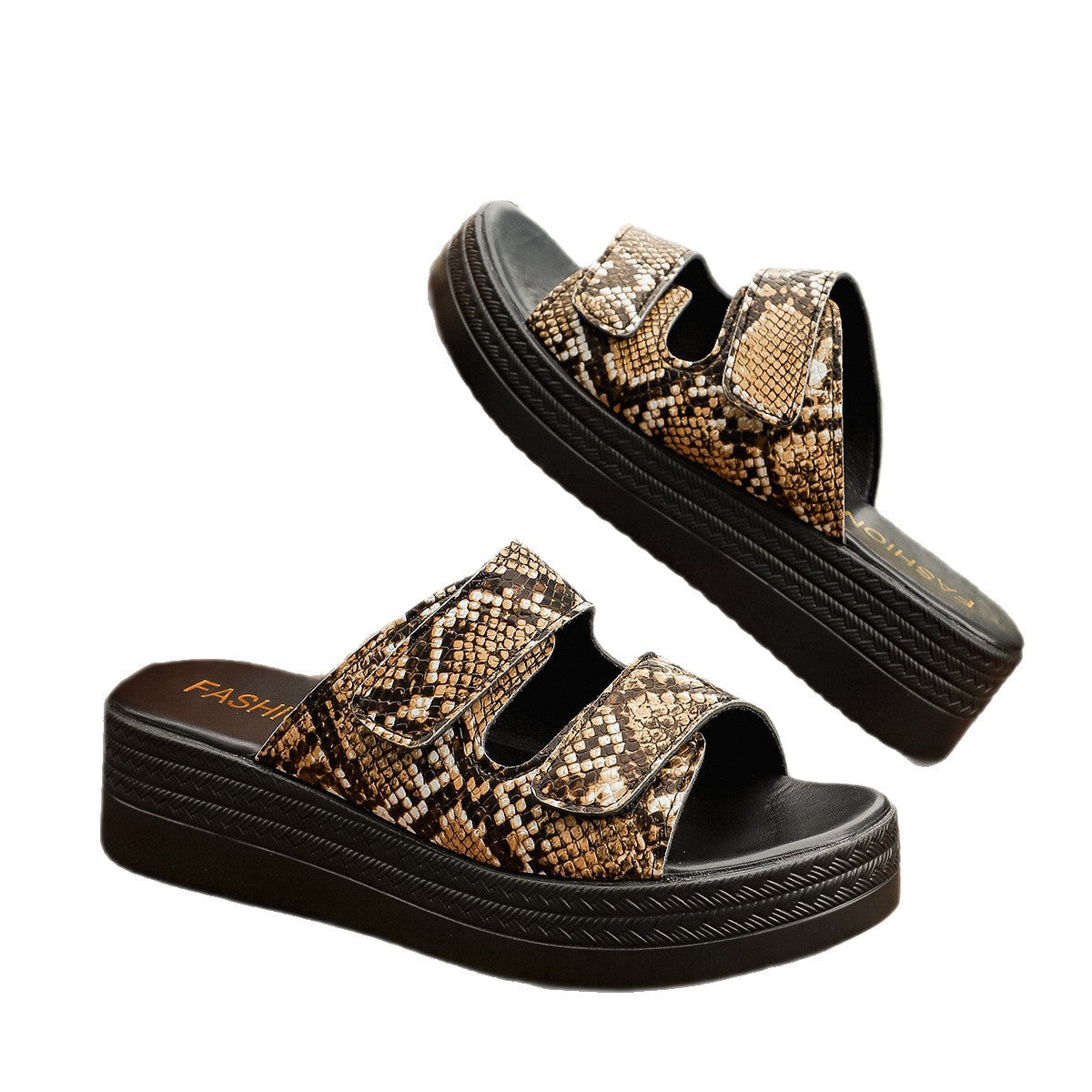 Damen Komfortable Slipper-Sandalen mit verstellbaren Klettverschlüssen und rutschfester Sohle