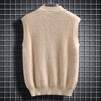 Herren ärmellose Strickjacke mit Zopfmuster und Knopfdetails R&B