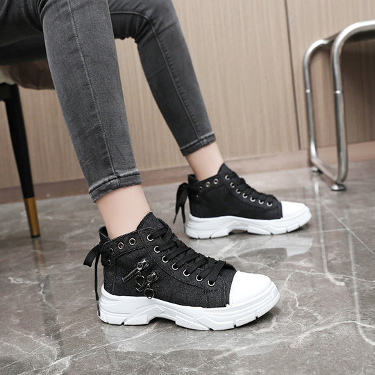 Damen modische High-Top Sneakers mit Reißverschluss und robustem Profil R&B