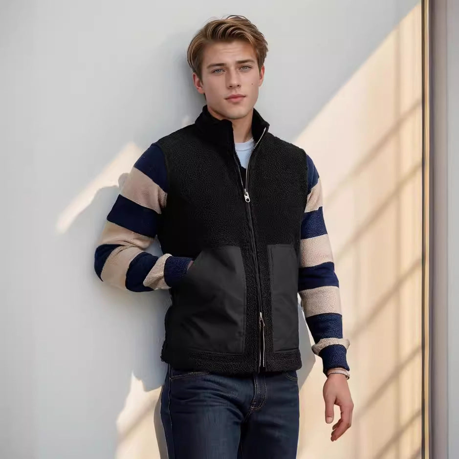 Herren modische Fleecejacke mit strukturiertem Kragen und praktischen Taschen R&B