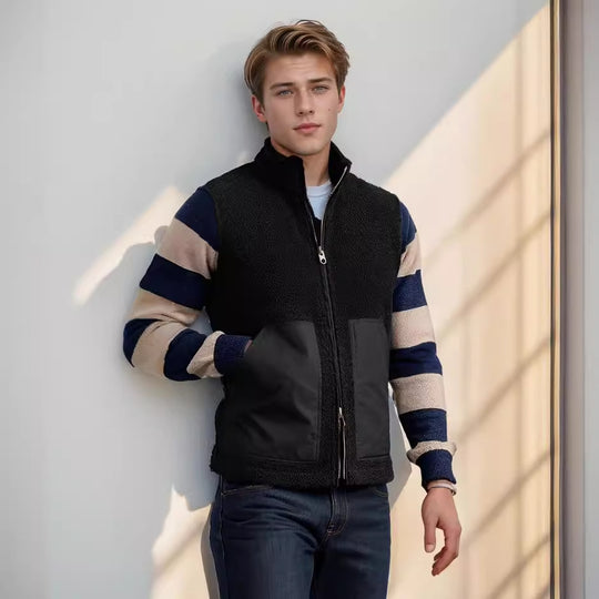 Herren modische Fleecejacke mit strukturiertem Kragen und praktischen Taschen R&B