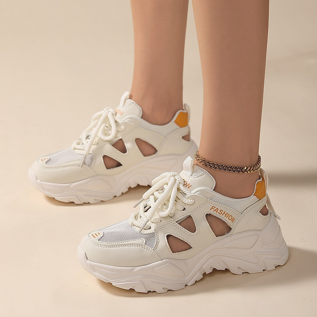 Damen Sportliche Chunky Sneaker mit atmungsaktivem Mesh-Obermaterial und rutschfester Sohle
