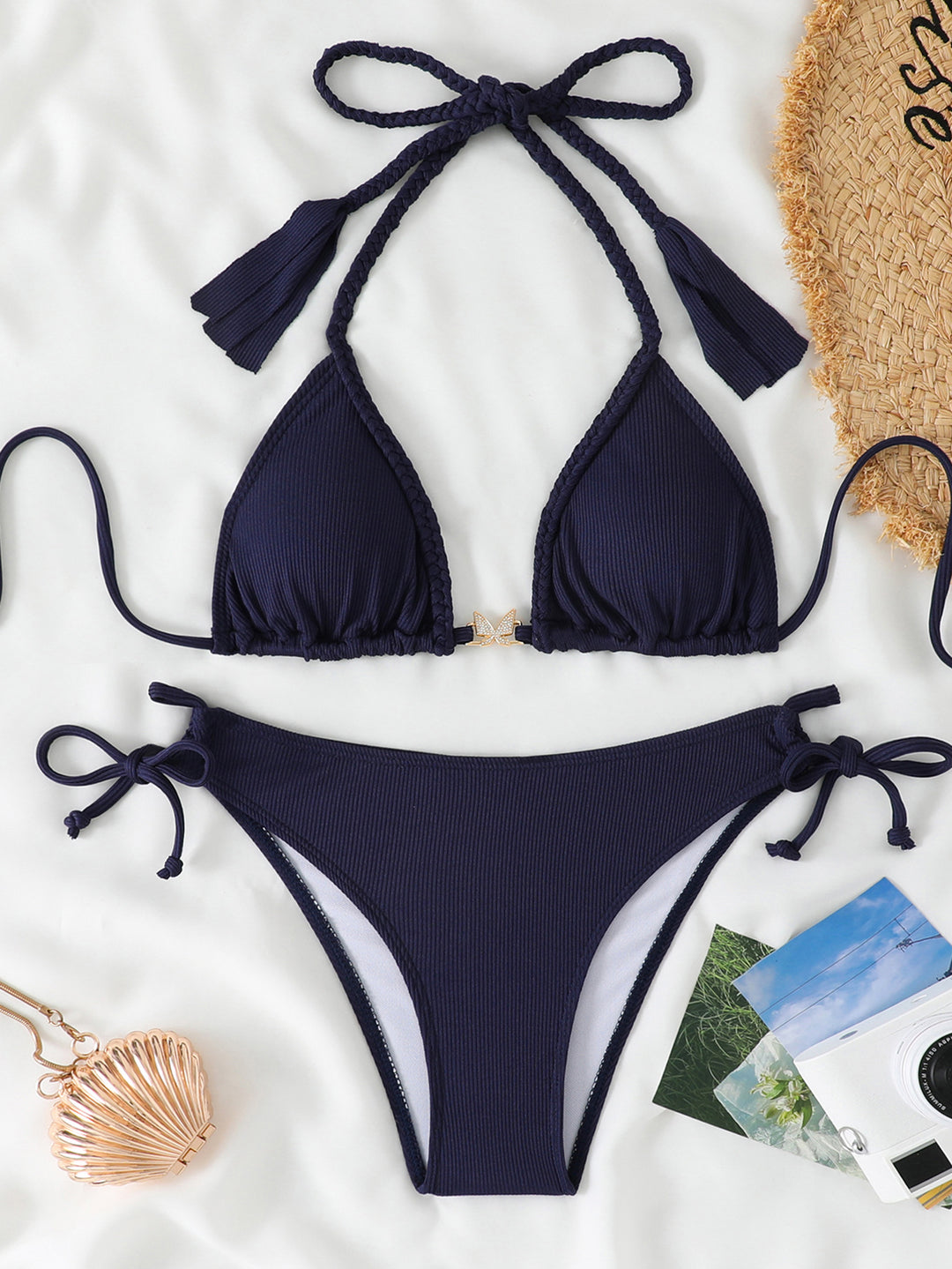 Damen Badeanzug-Set mit fransigen Details und verstellbaren Trägern R&B