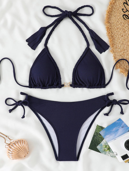 Damen Badeanzug-Set mit fransigen Details und verstellbaren Trägern R&B