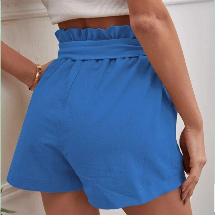 Damen elegante Shorts mit Bindegürtel und breitem Bund R&B