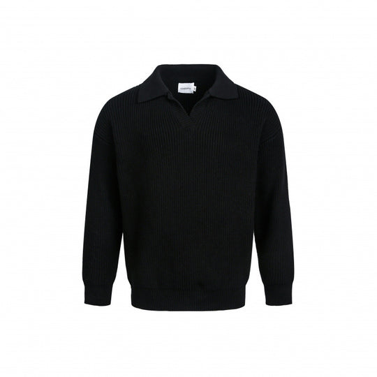 Damen Eleganter Strickpullover mit modernem Kragen und feinem Rippstrick R&B